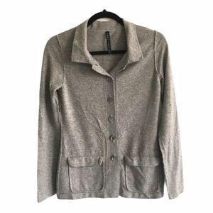TANA + BEE Cashmere Wool Button Front Blazer Cardigan Sweater Grey S
